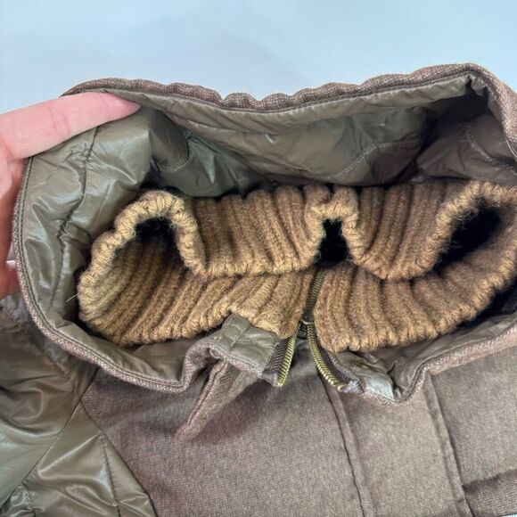 Artka Crazy in Life Coat Womens Medium Brown Tan Puffer Faux Fur Pockets Belt - Picture 12 of 13